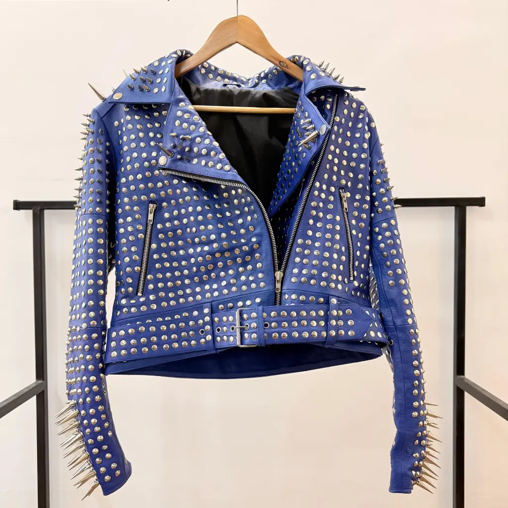 Biker Leather Fashion Jacket With Spikes