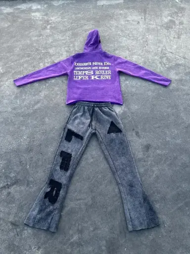 Acid Wash Hoodie & Flare Pants